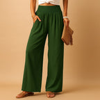 Monique — Wide Leg Summer Pants for Women with Smocked Waist (6)