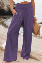 Monique — Wide Leg Summer Pants for Women with Smocked Waist (8)
