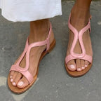 Mylene — Metallic Flat Sandals for Women with T Strap (8)
