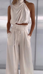 Nais — Satin Pants Set for Women with Halter Top (6)