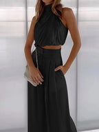 Nais — Satin Pants Set for Women with Halter Top (10)