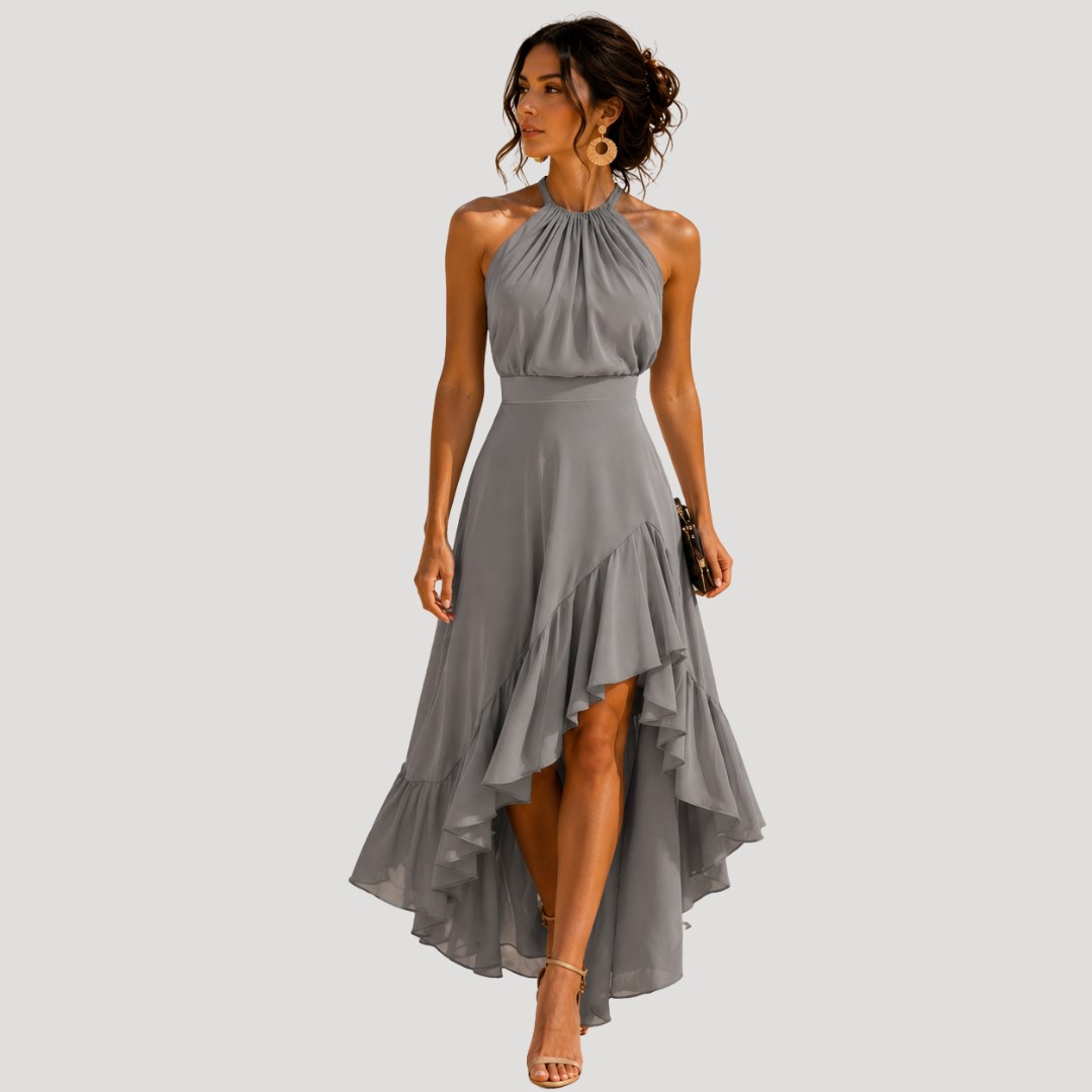 Nathalie — Layered Halter Maxi Dress for Women with High Low Hem (3)