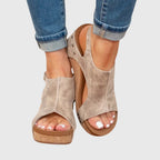 Nicole — Suede Look Wedge Sandals for Women with Open Toe (2)