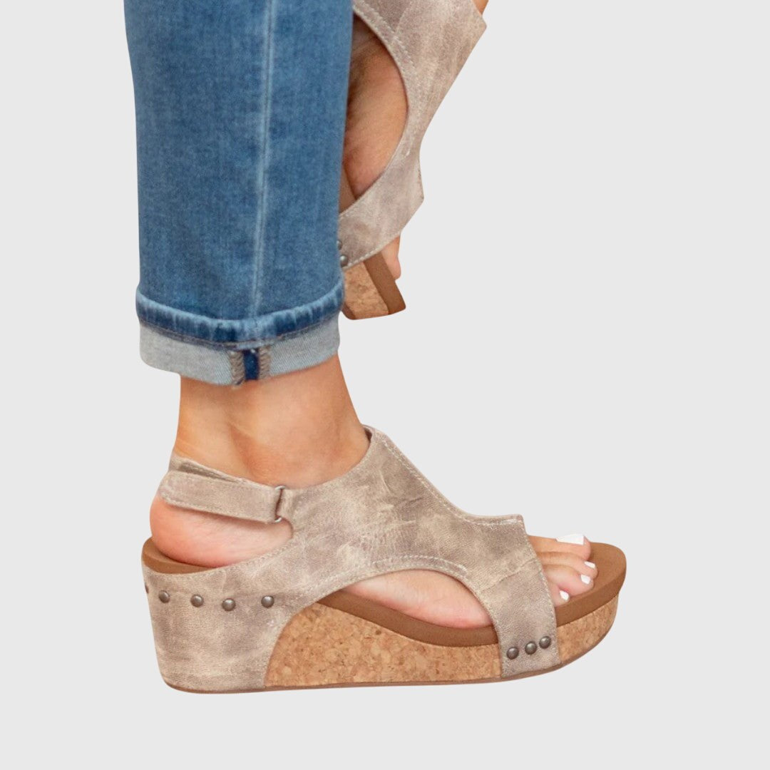 Nicole — Suede Look Wedge Sandals for Women with Open Toe (4)