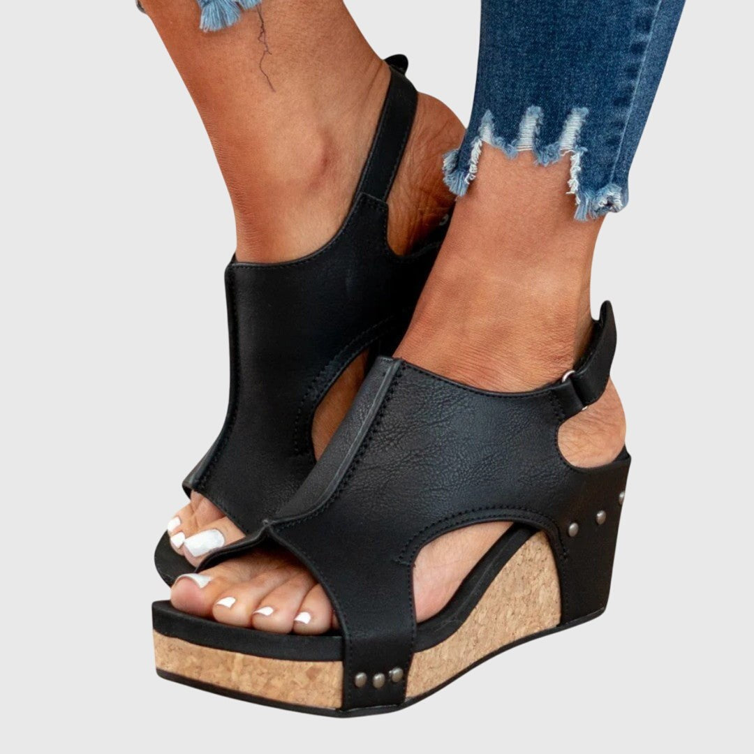 Nicole — Suede Look Wedge Sandals for Women with Open Toe (6)