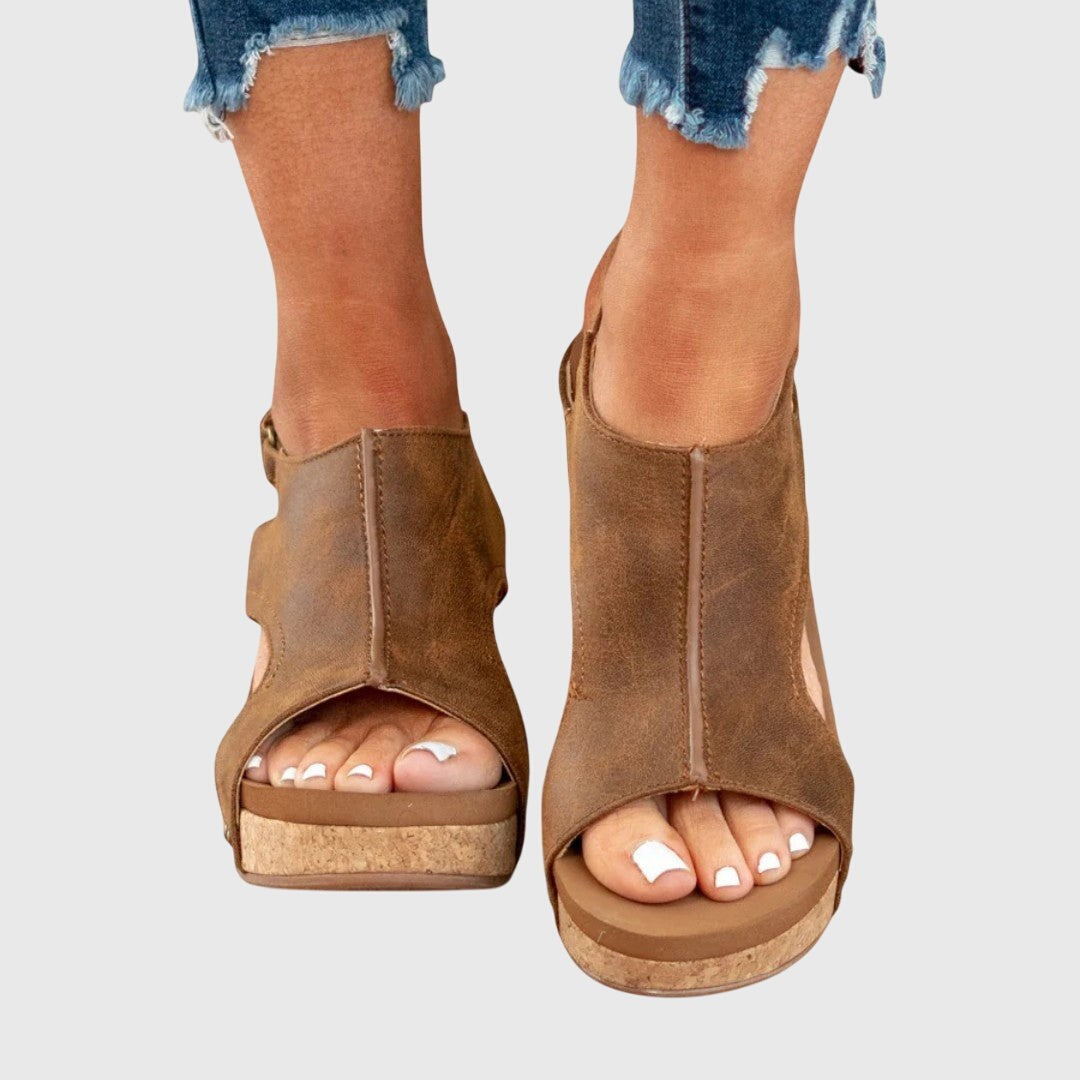 Nicole — Suede Look Wedge Sandals for Women with Open Toe (9)