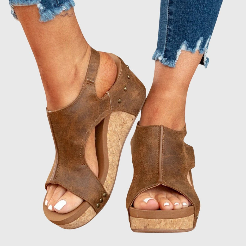 Nicole — Suede Look Wedge Sandals for Women with Open Toe (10)