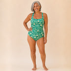Ninon — Ruched One Piece Swimsuit for Women with Floral Print