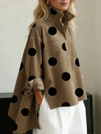 Noemie — Polka Dot Button Up Shirt for Women with Front Pockets (3)