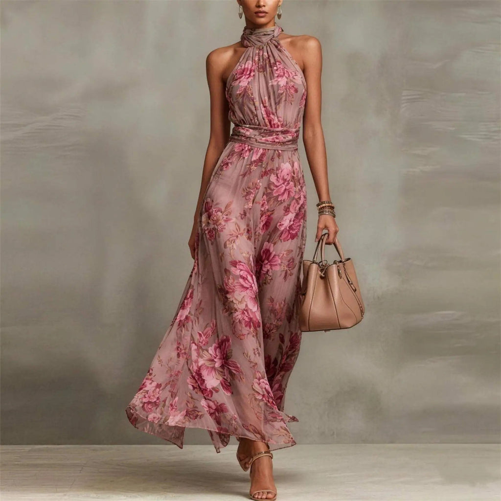 Oceane — Floral Halter Maxi Dress for Women (3)