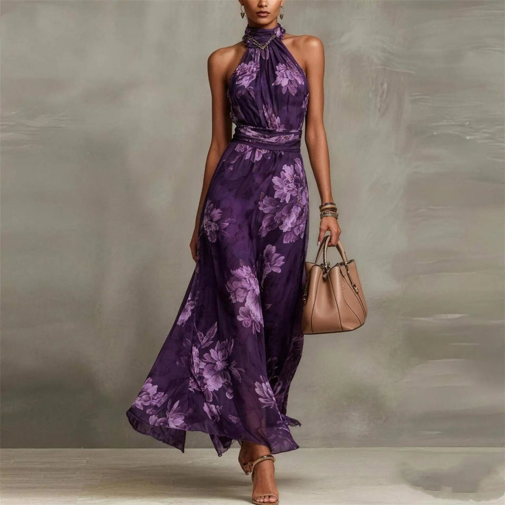 Oceane — Floral Halter Maxi Dress for Women (5)