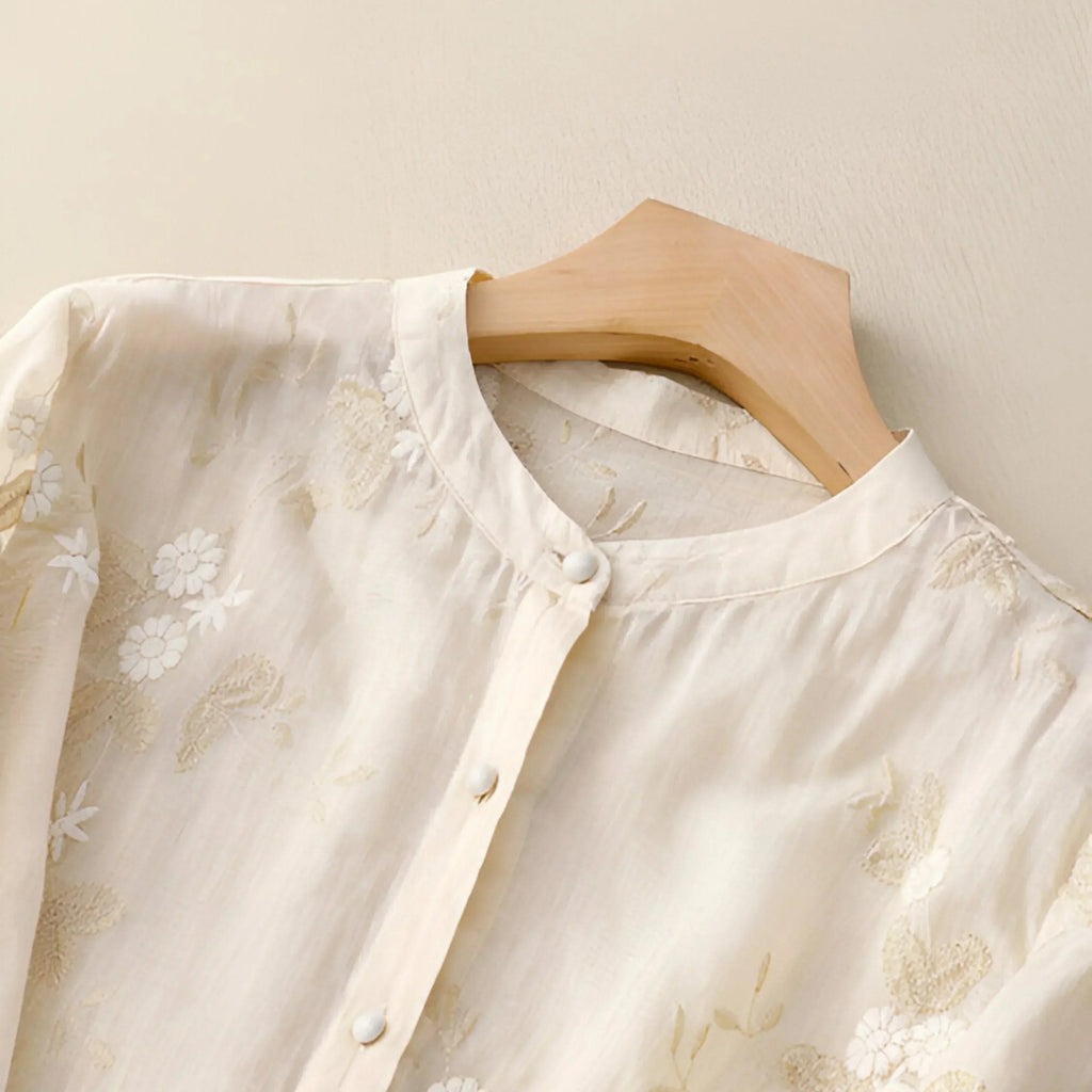 Ondine — Floral Embroidered Blouse for Women with Button Front (3)