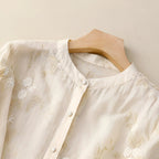 Ondine — Floral Embroidered Blouse for Women with Button Front (3)
