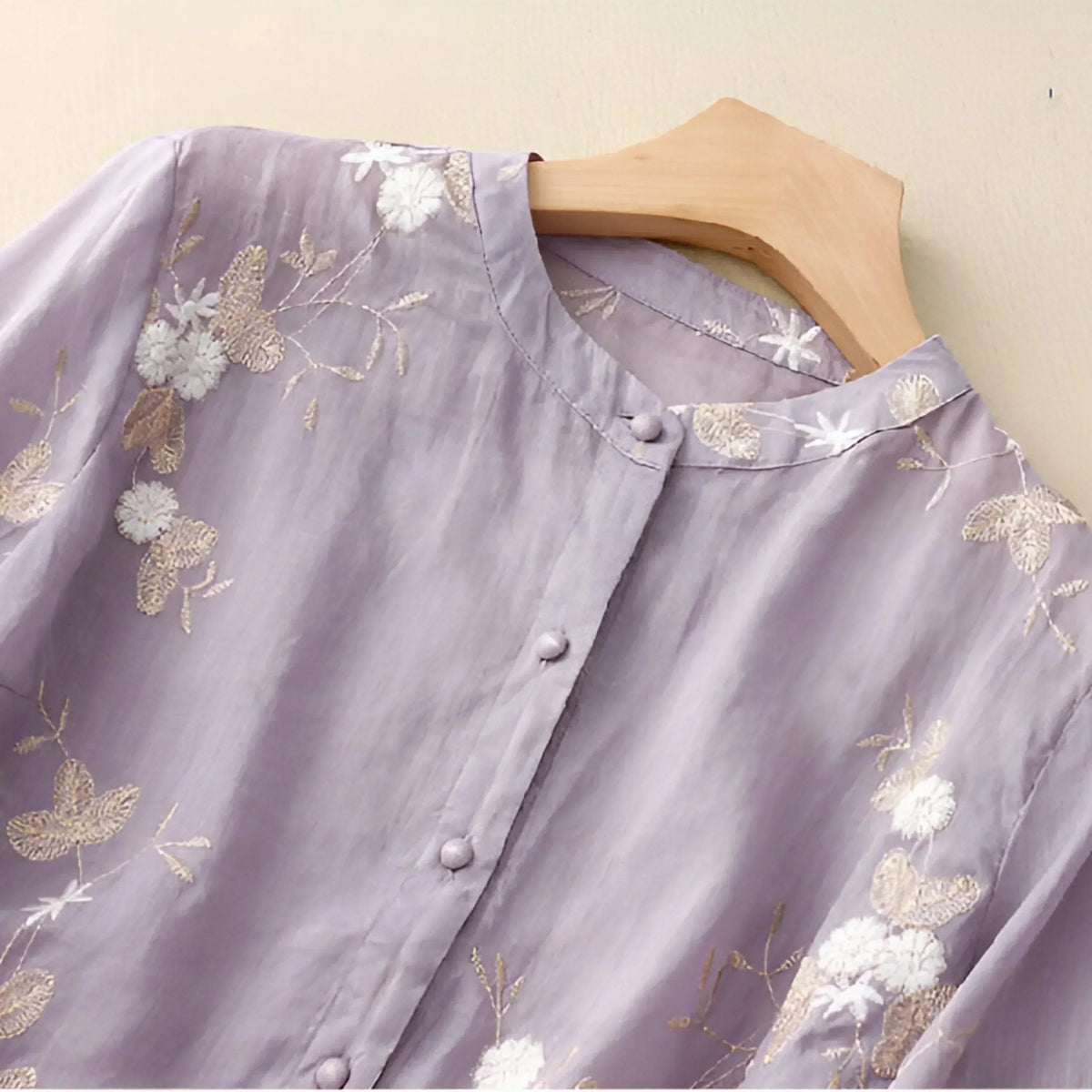 Ondine — Floral Embroidered Blouse for Women with Button Front (5)