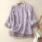 Ondine — Floral Embroidered Blouse for Women with Button Front (6)
