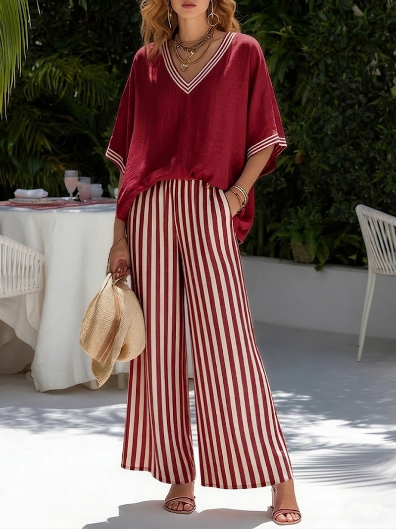 Ophelie — Striped Two Piece Set for Women with Oversized Top (3)