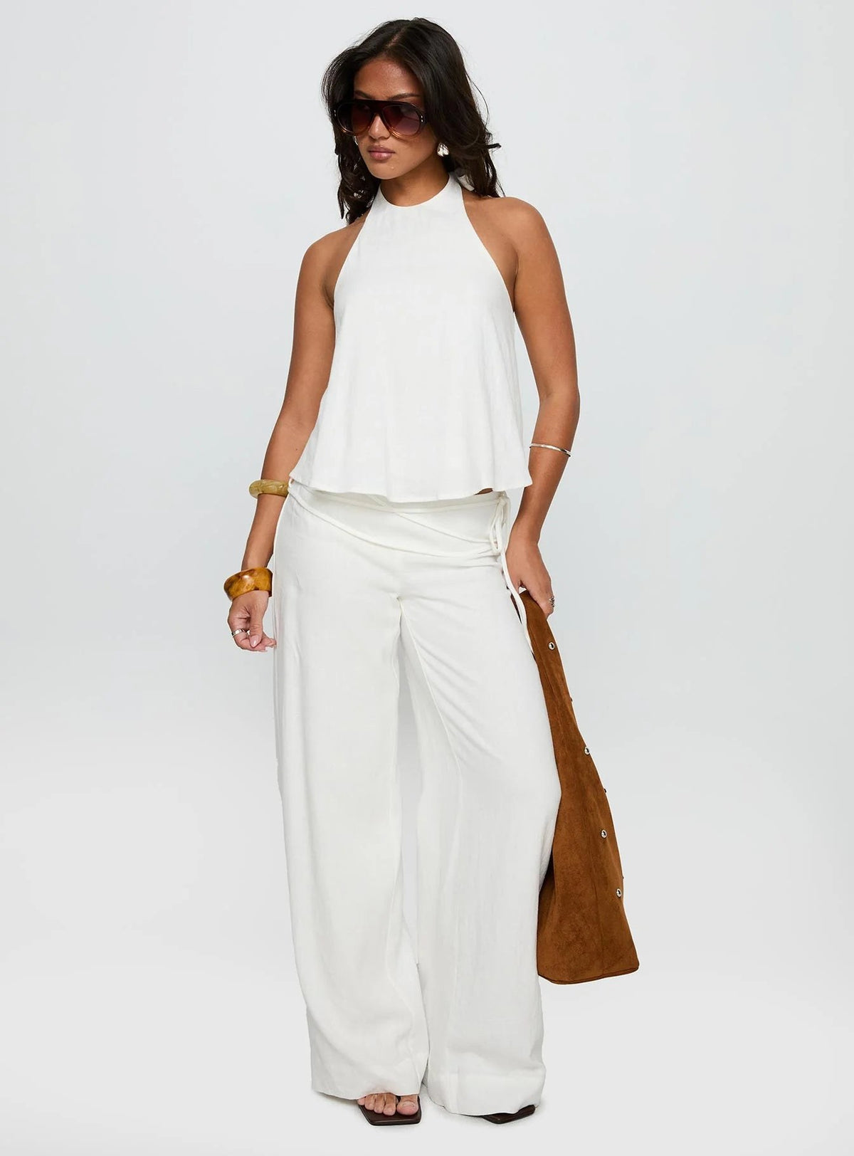 Pauline — Linen Blend Wide Leg Pants for Women with Tie Waist (2)