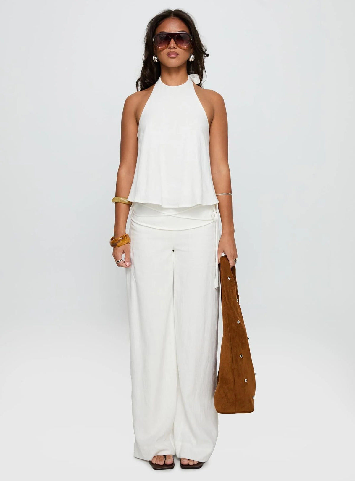 Pauline — Linen Blend Wide Leg Pants for Women with Tie Waist (6)