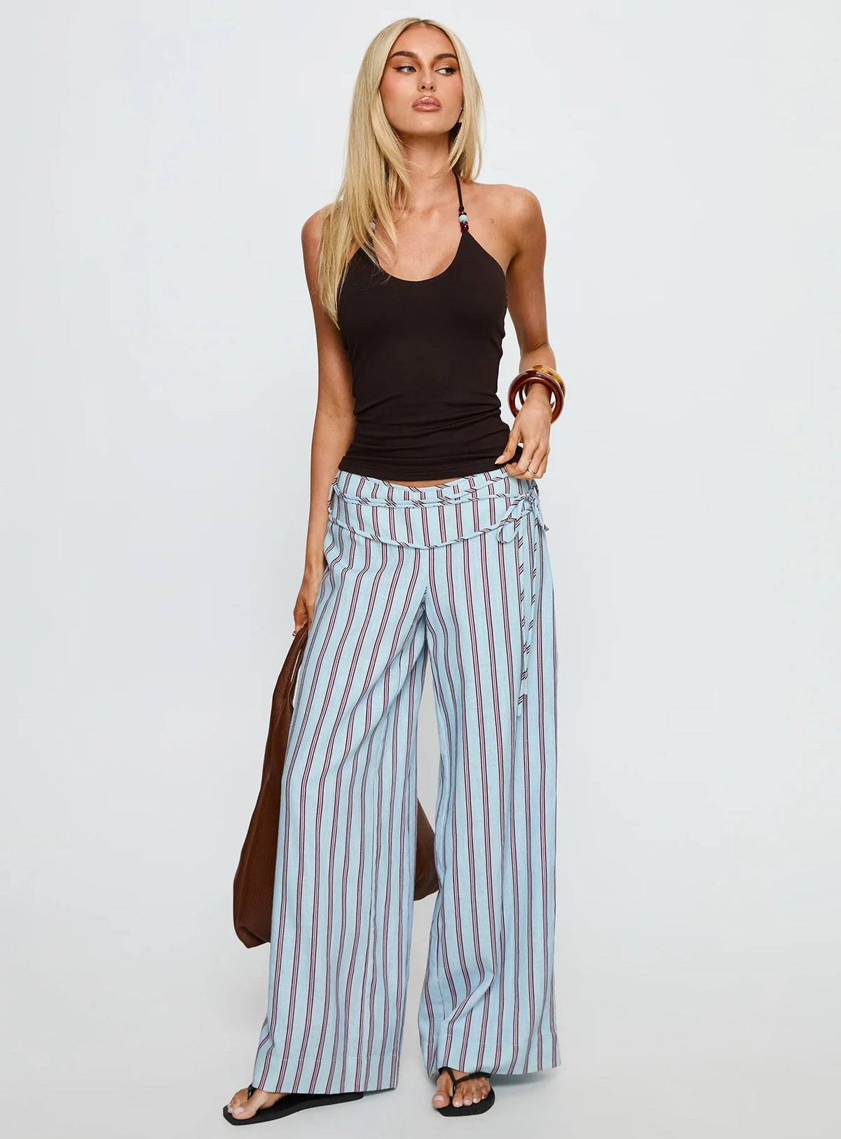 Pauline — Linen Blend Wide Leg Pants for Women with Tie Waist (8)