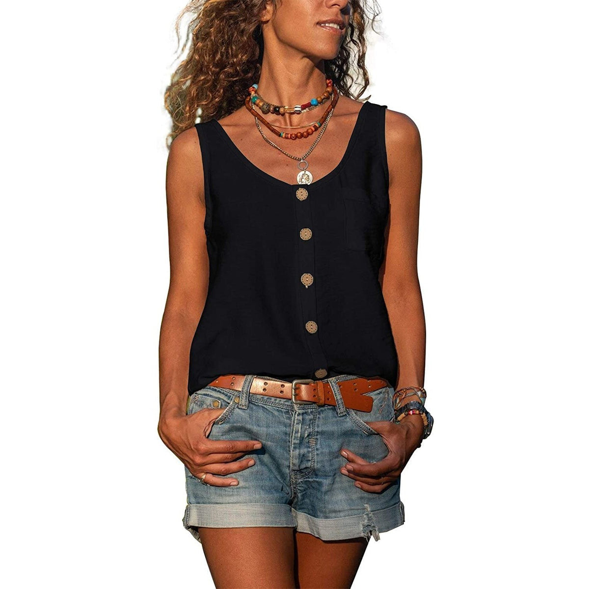 Perrine — Button Tank Top for Women with Round Neck (8)
