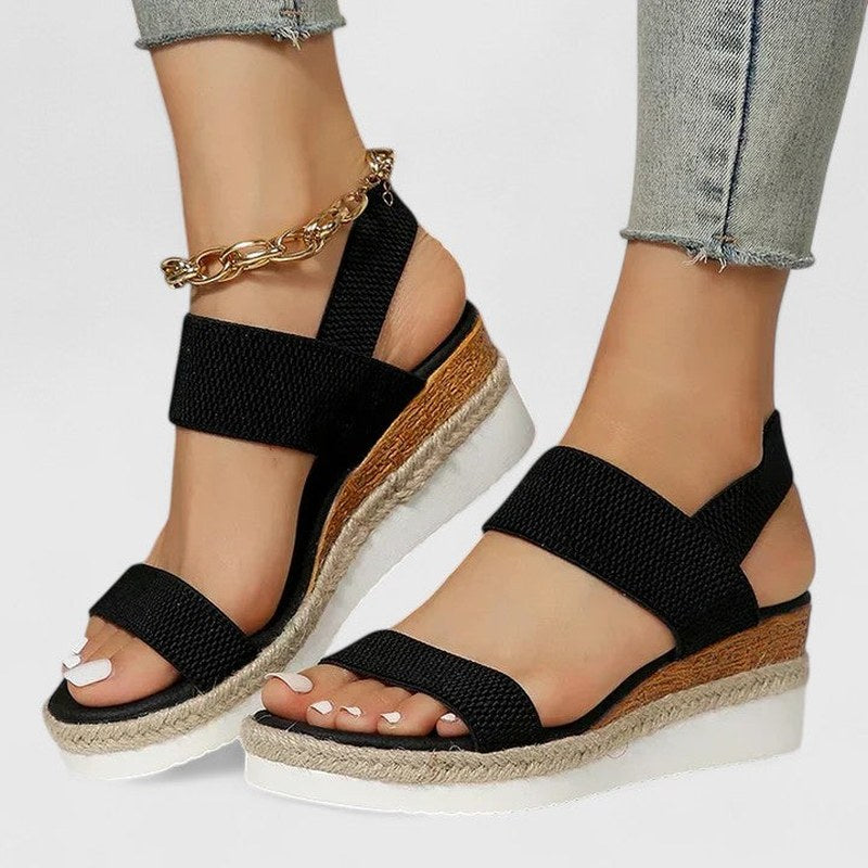 Rachel — Elastic Wedge Sandals for Women with Ankle Strap