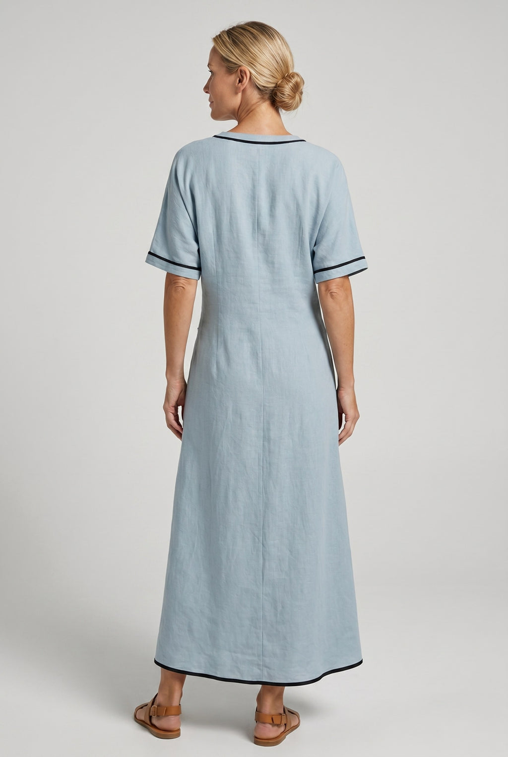 Romane — Knot Front Maxi Dress for Women with V Neck (4)