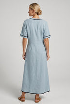 Romane — Knot Front Maxi Dress for Women with V Neck (4)