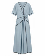 Romane — Knot Front Maxi Dress for Women with V Neck (6)