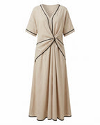 Romane — Knot Front Maxi Dress for Women with V Neck (8)