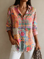 Sabine — Floral Cotton Blouse for Women with Button Front (2)