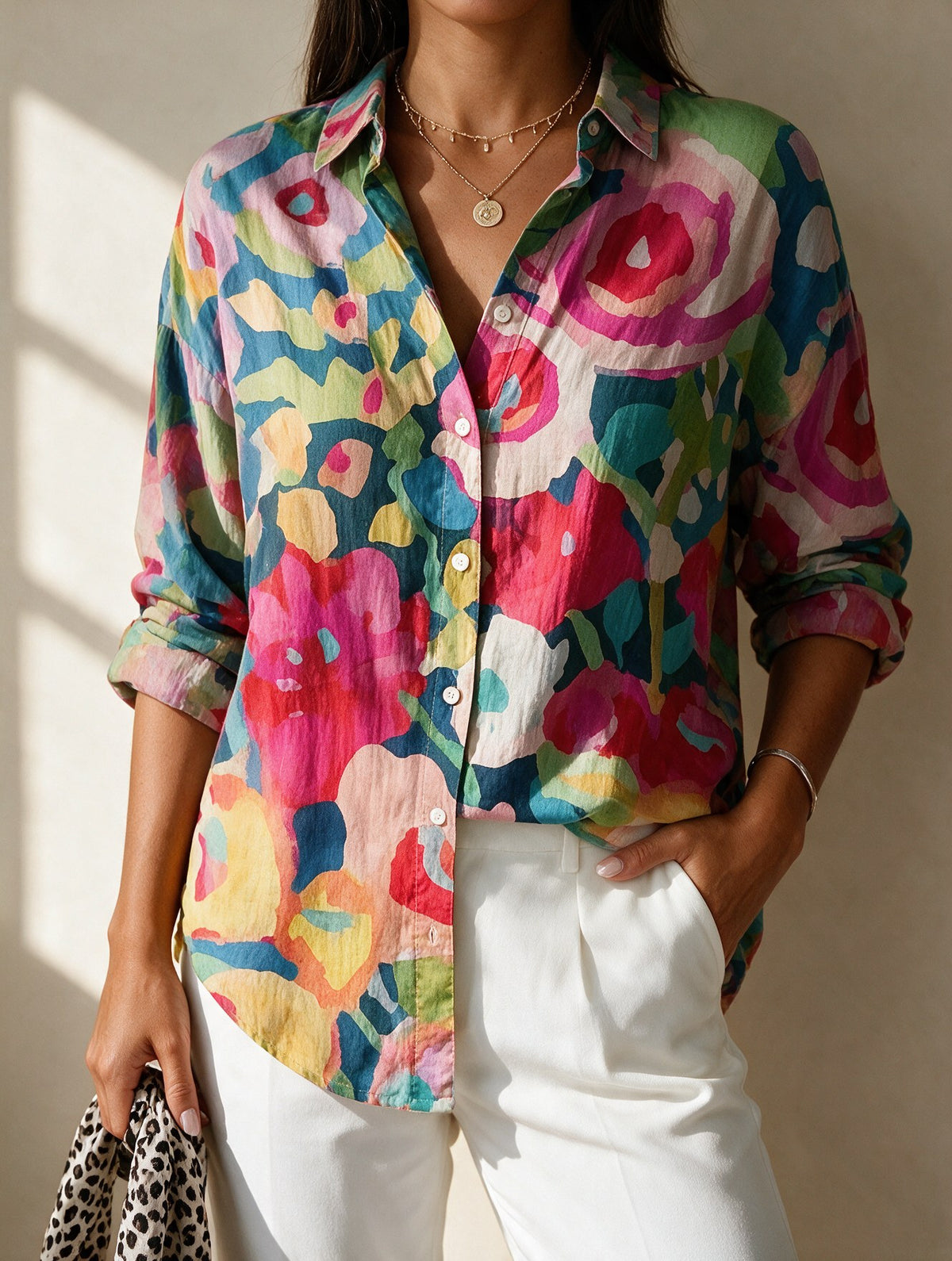 Sabine — Floral Cotton Blouse for Women with Button Front (5)