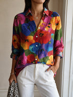 Sabine — Floral Cotton Blouse for Women with Button Front (6)