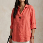 Salome — Linen Blouse for Women with V Neck and Collar (4)