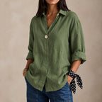 Salome — Linen Blouse for Women with V Neck and Collar (5)