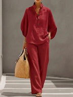 Sylvie — Batwing Sleeve Two Piece Set for Women with Wide Leg Pants (6)