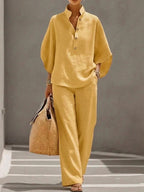 Sylvie — Batwing Sleeve Two Piece Set for Women with Wide Leg Pants (7)
