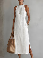 Valentine — Sleeveless Linen Midi Dress for Women with Collar