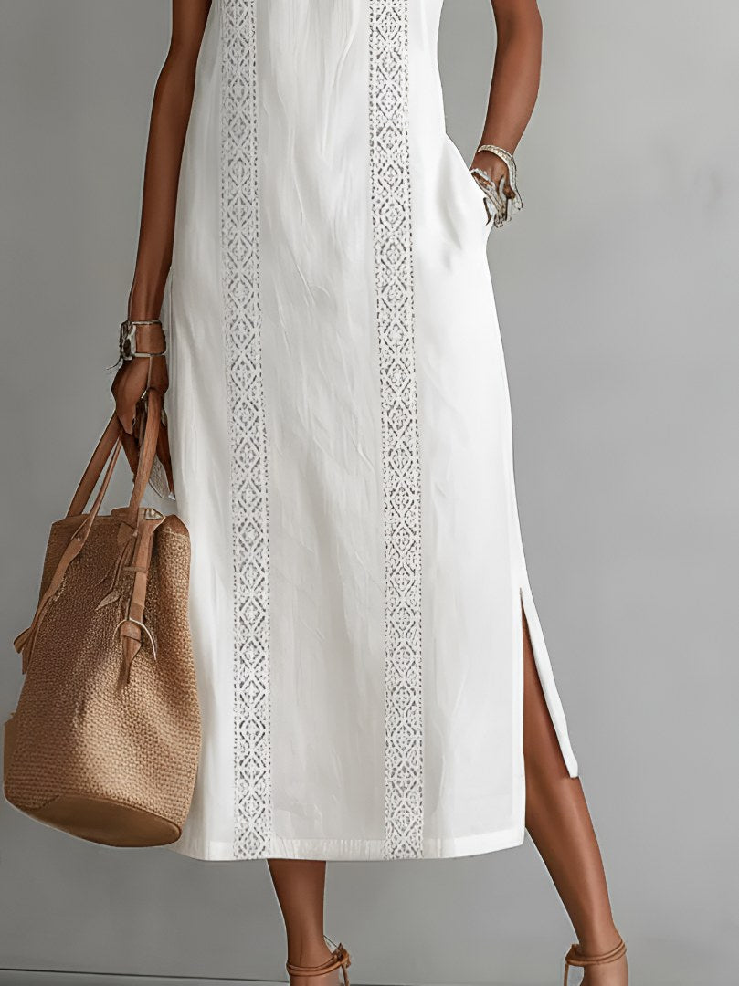 Valentine — Sleeveless Linen Midi Dress for Women with Collar (4)