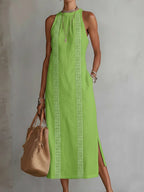 Valentine — Sleeveless Linen Midi Dress for Women with Collar (5)