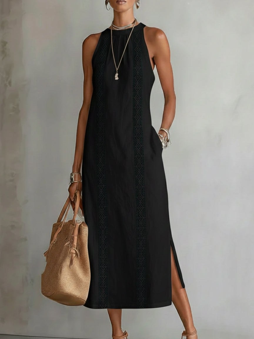 Valentine — Sleeveless Linen Midi Dress for Women with Collar (9)