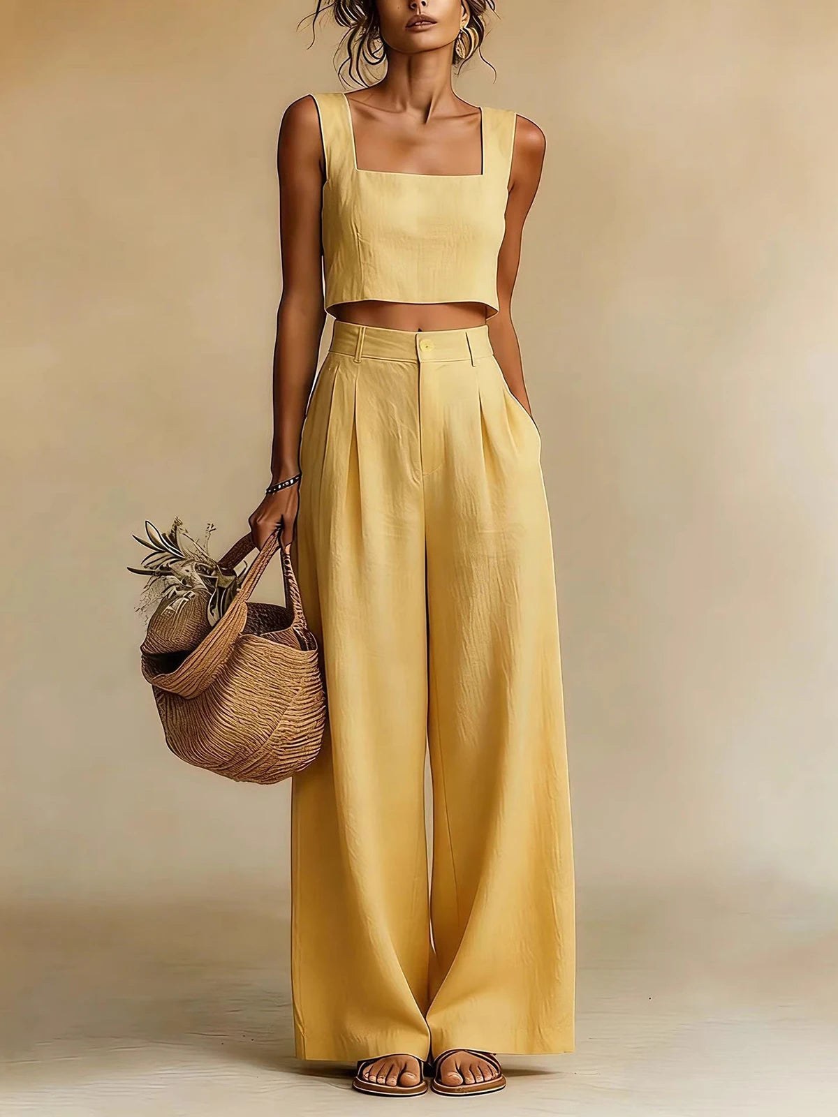 Violette — High Waisted Two Piece Set for Women with Palazzo Pants