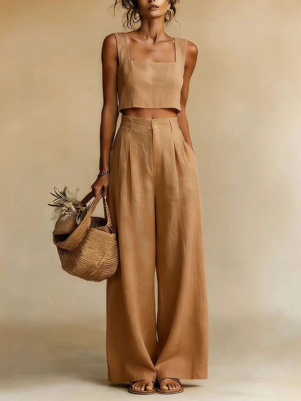 Violette — High Waisted Two Piece Set for Women with Palazzo Pants (3)