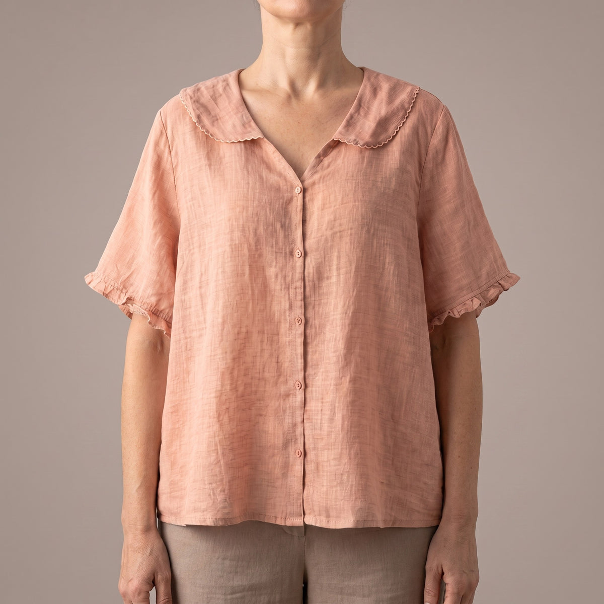 Viviane — Linen Blouse for Women with Collar