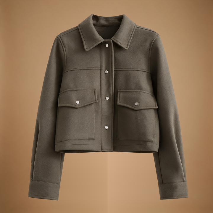 Odette | Button-Front Shirt Collar Jacket for Women